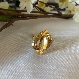 NWOT Vintage Artisan Diamond Cut 18K Gold Ring Size 9 1/2
